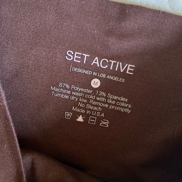 Set Active Women’s Leggings Brown Size M Activewear Athletic Workout - Picture 5 of 5